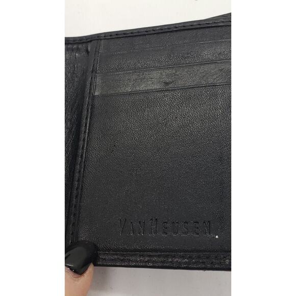 Van Heusen Black Wallet Genuine Leather Bifold Unused NWOT card Slots - Picture 5 of 7